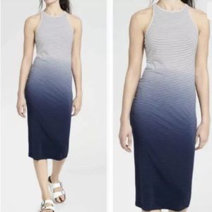 Athleta Sunkissed Blue Striped Ombré Midi Dress